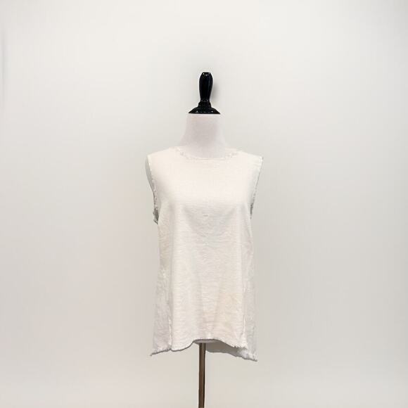 Parker Smith Top Women’s Small Ivory Tencel Linen Sleeveless Blouse USA Made - Picture 1 of 12